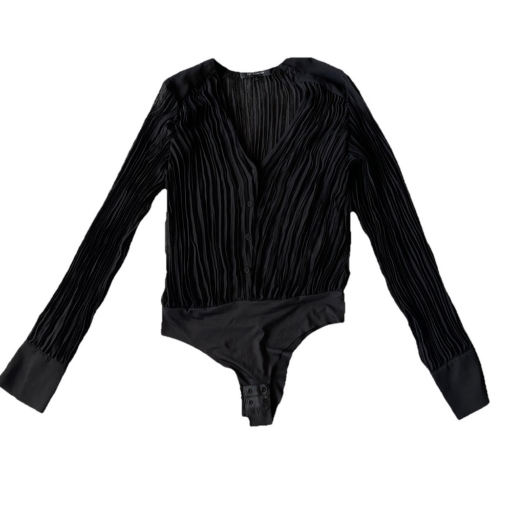 Favorite Daughter The Change Me Plisse Bodysuit in Black Size Small - Picture 3 of 7